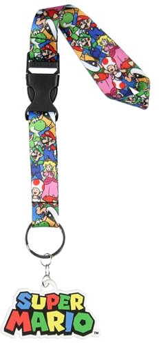 Super Mario Bros Charakterszene Handgelenkschlaufe Schlüsselband für Schlüssel, Schlüsselanhänger, Geldbörse, OSFM für Damen und Herren