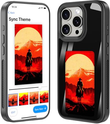Kyyivwine Smart Ink Phone Case für iPhone 13 Pro Max,NFC innovative Technologie Bildzuordnung DIY Design APP One-Click Bildwechsel,Anti-Fall TPU Custom Image Display Ink Phone Case (Schwarz/Mesh-Stil)