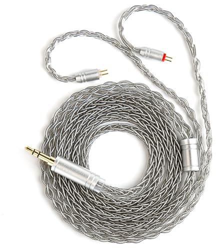 2 Meter 2 Pins 0.78mm in Ear Monitor Cable, KZ ZS10 PRO IEM Extension Headphone Cable Cords for CCZ Melody/KBEAR KS1/TangZu, KBEAR ST12 Plus 8 Core 4N OFC Silver-Plated Wire (Grey, 2Pins, 3.5mm Plug)