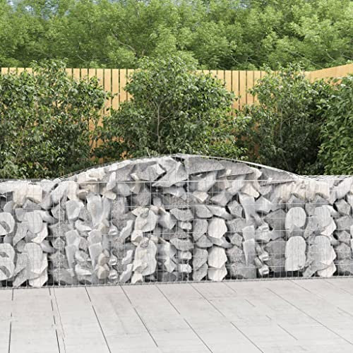 Lauuoeriau Haus & Garten, Rasen & Garten, Gartenarbeit, Töpfe & Pflanzgefäße, gewölbte Gabionenkörbe, 8 Stück, 400 x 50 x 80/100 cm, verzinktes Eisen