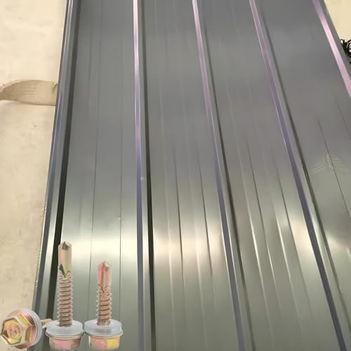 Dachplatten, Stahlblech-Dachplatten, Wellplatten, Breite 90 cm, Länge 100 cm, 120 cm, geeignet für Straßenbauzäune, Grau (100 x 90 cm, 3 Stück)
