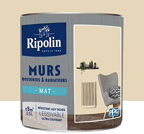 RIPOLIN Peinture Murs, Boiseries, Radiateurs Mat Beige Shari 0,5 L