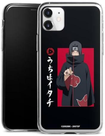 Slim Case extra dünn kompatibel mit Apple iPhone 11 Silikon Handyhülle transparent Hülle Naruto Shippuden Itachi Uchiha Offizielles Lizenzprodukt