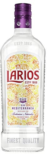 Larios Dry Gin Ginebra Mediterránea 37.5% botella de 1L (Paquete de 6)