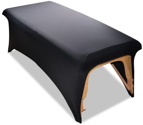 Highdi Bezug für Massageliege, Waschbare Beauty Bettbezug Elastisches Massagetische Bezug Weiches Atmungsaktiv Massagebett für Spa, Schönheits- und Gesichtssalon (6FT/183 * 76 * 74CM,Schwarz)