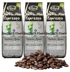 El Gusto Espresso 3er Pack (3x250g) – Kräftige Röstung – 100% Arabica Costa Rica Ganze Bohnen – Intensive Crema & Schokoladiges Aroma – Säurearm