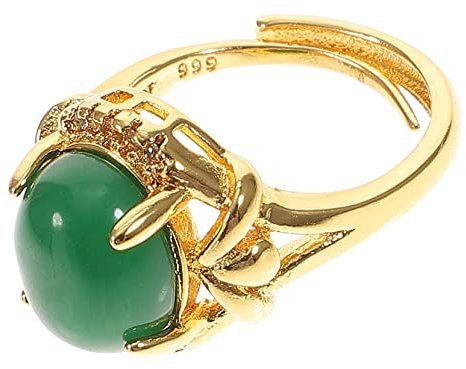 WRITWAA 1stk Verstellbarer Ring Ringmaß Heilender Edelsteinring Fingerring Aus Stein Jade-ring Knöchel Schmuck Aus Grüner Jade Valentinstag Ringe Goldener Jadering Verkupferung Green