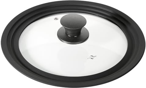 KÜCHENPROFI Universaldeckel, Borosilikatglas, Silikonrand, Ø 24–28 cm | Glasdeckel, hitzebeständig bis 250 °C, Dampfauslass, robuste Silikondichtung, für beschichtetes Kochgeschirr