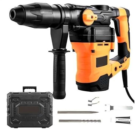 Martello demolitore Trapano a percussione rotante da 1600 W, capacità di foratura massima di 42 mm, 3 modalità, con cavo, for demolizione, scalpellatura, metallo, calcestruzzo, martello pneumatico