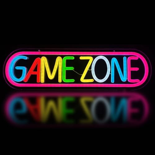 Gaming Neon Light Sign, USB Powered LED Wall Art for Boys Bedroom Game Room Party Decoration,Gaming Room Accessories for Gamer Gifts (Game Zone - Colorful)