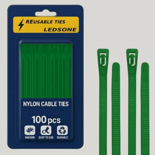 100 Pack Reusable Cable Ties Green 450mm Heavy Duty Strong Nylon Large Zip Ties Releasable Plastic Thick Tie Wraps (Green 450 x 7.2 mm)