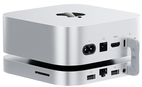 Mac Mini M4 Dock, Mate Mini-A mit 80 Gbit/s USB-C, 2 x M.2 PCIex2 SSD-Steckplätze, max. 16 TB Erweiterung, (8 TB x 2, USB-C x 1, USB-A 3.0 x 2, 2,5 G LAN, 1 x SD4.0, 1, Type-C (PD3.0) x 1, 3,5 mm