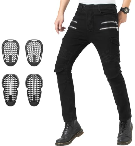 ForMTRider Pantaloni Moto Uomo, Armatura CE Livello 2 | Protettori a nido d'ape EN1621-1, flessibili al freddo & traspiranti,tutte le stagioni, per tutti i giorni & viaggi
