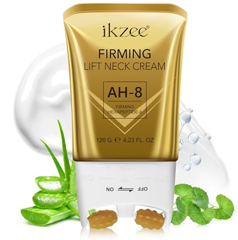 P-Beauty straffende Halscreme mit Massage - AH-8 Neck Lift Creme Roller für Anti Aging mit Hexapeptid-8 - Massage-Roller Gesicht, Feuchtigkeitsspendend & Pflegend für Hals & Dekolleté (1x 120g)