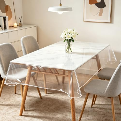 Durchsichtige Tischdecke Abwaschbar,140x180 cm PVC Transparente Tischdecke | Abwaschbar