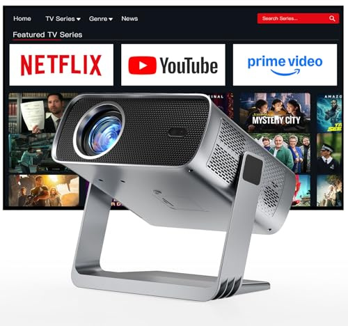 [Compatible with Netflix & Dolby Audio] XuanPad Silver Smart Projector 4K, WiFi 6 Bluetooth 5.2, Projector with 280° Rotatable Stand, Auto Focus & Auto Keystone, 1.1 Short Throw, 3D Sound