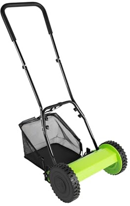 Spindelgräsklippare, handgräsklippare med 23 l uppsamlingsväska, justerbar höjd 17–33 mm, skärbredd 300 mm, för gräsmattor, trottoar, uppfarter, trädgårdar
