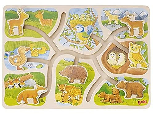 Goki 57749 Schiebepuzzle Wer gehört zu wem?, 8-teilig