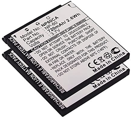 subtel, Akku für Kamera, kompatibel mit Casio Exilim EX-Z20, NP-60, EX-Z80, EX-Z90 (3.7V, 720mAh) 2 Stück