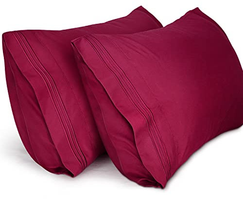 Lirex 2er Pack Kissenbezug 50 x 75 cm, Weiche Gebürstete Mikrofaser-Kissenbezüge, Hotelverschluss kopfkissen bezug,Kopfkissenbezug aus weichem Mikrofaser ,Oeko-TEX Zertifiziert (Weinrot)