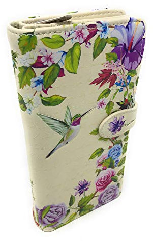 Shag Wear Vintage Kolibri Geldbörse für Damen und Teenager-Mädchen, veganes Kunstleder, 17,8 cm, Beige, Beige, Large, Modern