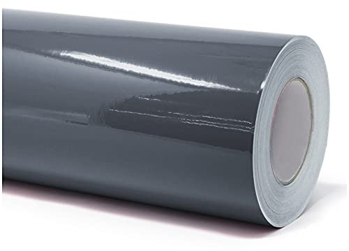 Finest Folia (6€/m² Plotterfolie Möbelfolie glänzend Glanz Klebefolie Küchenfolie selbstklebende PVC Folie 63cm Medienbreite (073 Dunkelgrau, 10 Meter)