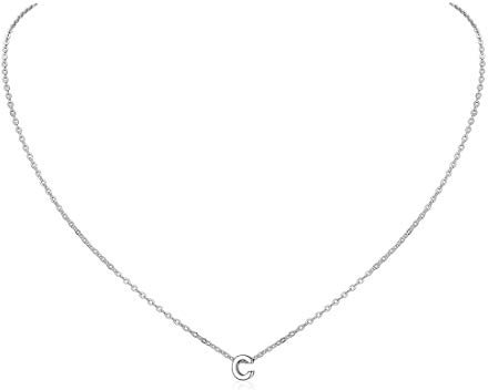 ChicSilver 925 Silber buchstabenkette c Damen Mädchen Kürz Kette mit Buchstabe Anhänger BFF Alphabet Halskette für Damen und Frauen