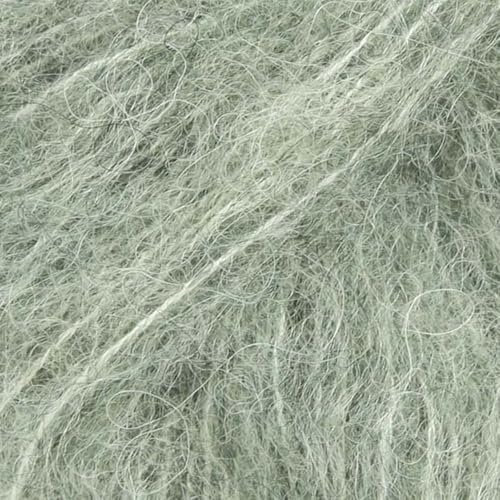 Flauschiges superfeines Alpaka- und Seidengarn, Drops gebürstete Alpaka-Seide, leicht und warm, 25,5 g, 150 Meter pro Knäuel (21 Salbeigrün)