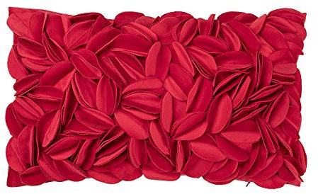 King Rose Handmade 3D Flower Throw Pillow Cover Decorative Cushion Cover Soft Pillow Case Sham for Sofa Couch Bed Living Room Home 12 X 20 Inches Velvet Christmas Red
