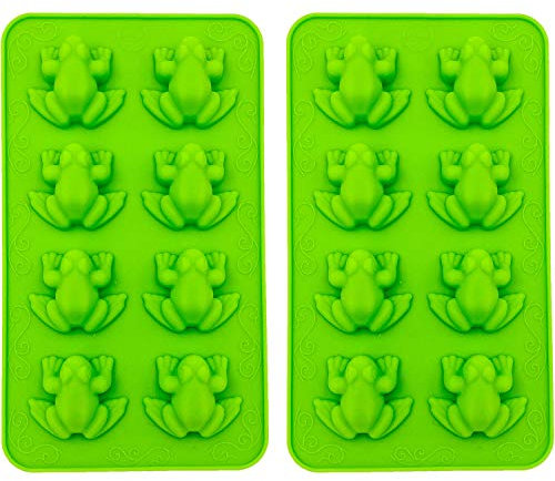 The Dreidel Company Silikonform Gefrorene Frösche, für Süßigkeiten, Schokolade, Frosch, für Geburtstag, Party, Kuchendekoration, Passahfest, Backwaren und Eiswürfelformen (2er-Pack)