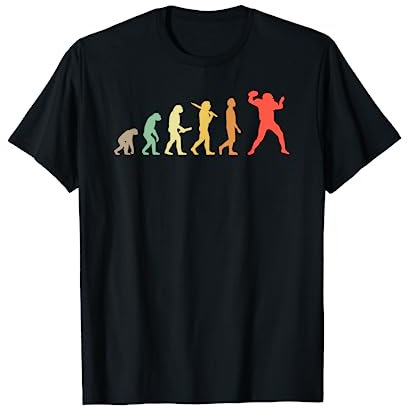 American Football Spieler Geschenkideen Evolution T-Shirt Schwarz S Klassisch Retro Cartoon Crew Neck Kurzarm Herren Männer