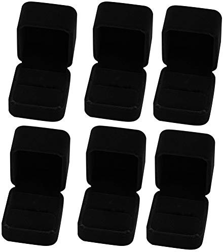 6 Classic Velvet Engagement Ring Boxes - Black, Single Ring Box for Proposal, Wedding, Birthday, Anniversary, Mother's Day