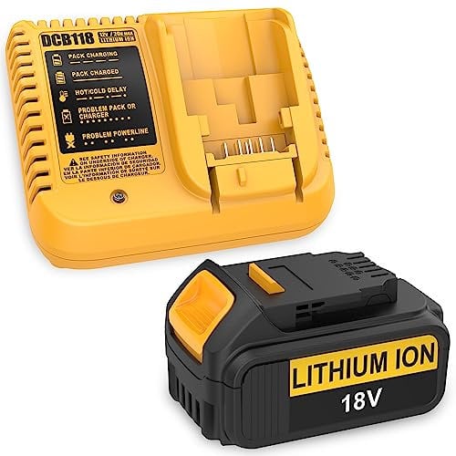 Energup 18V 5000mAh Batteria con Caricabatteria DCB118 per Dewalt Batteria 18V DCB184 DCB183 DCB200 DCB182 DCB180 DCB181 DCB201