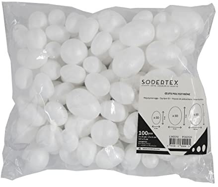 Sodertex L340010 Styropor-Eier, Weiß, 100 Stück