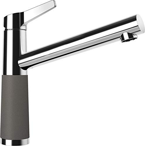 SCHOCK Küchenarmatur SC-510 Silvertsone – Niederdruck Armatur CRISTADUR mit Festauslauf und Standard Norm-Anschlüssen