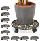 Relaxdays Porte-Plantes à roulettes, Lot de 10, Fonte, Support Pot de Fleurs, 4 Roues, D: 33,5 cm, Rond, Design antiquités, Bronze