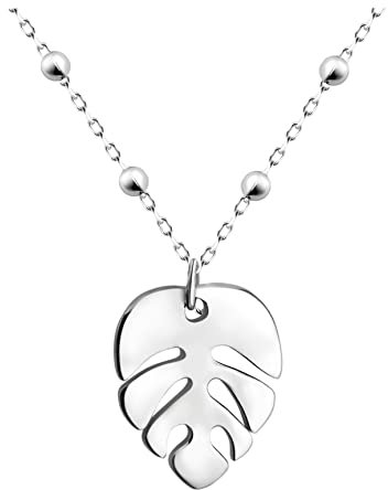 SOFIA MILANI - Damen Halskette 925 Silber - Blatt Anhänger - N0394