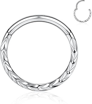 AROWRO 316L Silber Septum Schmuck 16G Septum Ringe Daith Schmuck 16G Conch Piercing Schmuck Higend Segment Nase Hoops Septum Hoop Clicker Ringe Rook Helix Tragus Knorpel Lobe Ohrringe 6mm