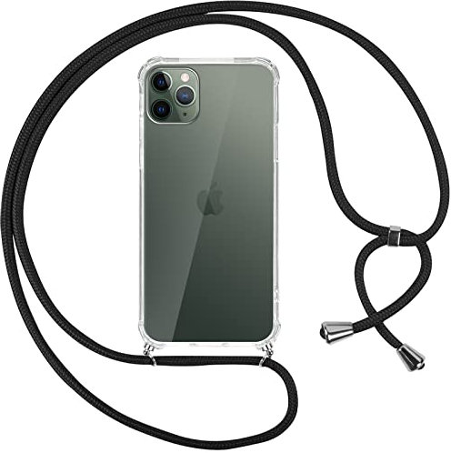 Pnakqil handyband für iPhone 11 Pro Hülle mit Band, Transparent Weich Silikon Case mit Kordel Necklace, Durchsichtig Anti-Fall Schutzhülle für iPhone 11 Pro mit Lanyard, Schwarz