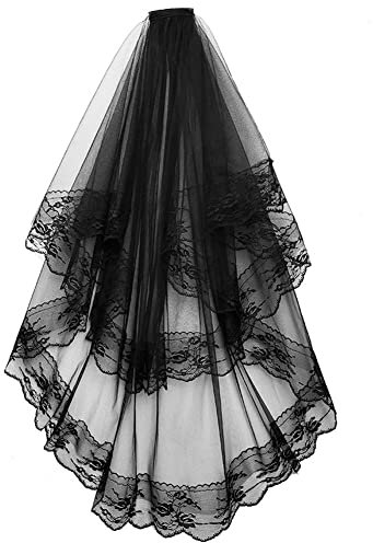 Hochzeitsschleier, kurz, Frisur, Schwarz, Halloween, Tüll, Hochzeit, Vintage, mit Kamm, Schleier, Brautschleier, weiß, Haarzubehör für Kostüm, Fotografie, Cosplay, Kostüm