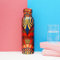 Craft Trade Printed Pure Copper Bottle with Lid and Carry Bag for Drinking Water BPA Free Leak Proof Boosts Immunity, Supports Digestive & Ayurveda Inspired 34oz - 1 Litre