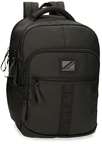 Pepe Jeans Hoxton Mochila Escolar para Portátil Adaptable 15,6 Negro 30x42x14,5 cms Poliéster y PU