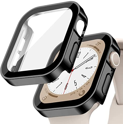 Custodia per Apple Watch 42mm 46mm 40mm 44mm 41mm 45mm,Case PC Protettiva in Vetro Temperato Integrata,Cover Impermeabile Protettiva Antigraffio HD per iWatch Series 10 9 8 7 6 5 4 SE(NON PER SERIE 3)