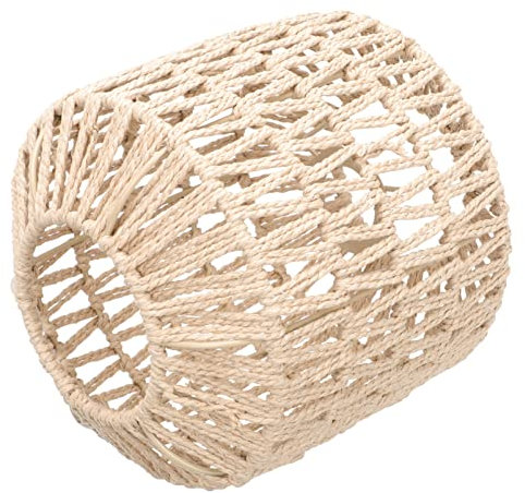 Operitacx Tissé Abat-Jour Corde Rotin Lustre Abat-Jour en Osier Abat-Jour Tambour Plafond Lampe Couverture pour Plancher Lampe De Table Pendentif Lumière 16Cm