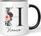 JUNIWORDS Tasse, Hansa, Name Anfangsbuchstabe Initial Alphabet Floral Buchstabe H Monogramm Motiv, Schwarz (5572623)