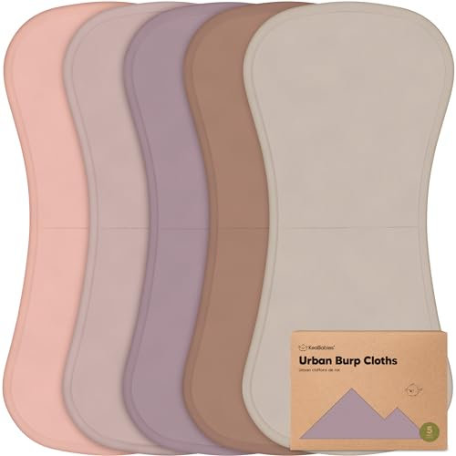KeaBabies Bio Rülpstücher Baby Junge & Mädchen - 5er Pack Super Saugfähige Baumwoll-Spucktücher für Babys, Weiche & Plüsch Neugeborenen Mulltücher für Milch Spucken, 53cm x 25cm (Mauve)