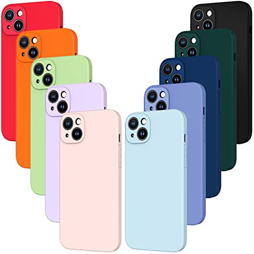 ivoler 10 Stück Silikon Hülle Kompatibel für iPhone 15 Plus 6.7 Zoll mit Kameraschutz, Ultra Dünne Leichte Weiche Stoßfest Schutzhülle Flexible TPU Matte Handyhülle Kratzfest Case Cover - 10 Farben