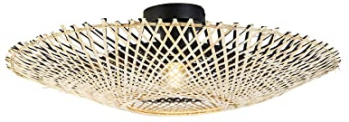 Qazqa Orientalisch Deckenleuchte, Deckenlampe - Rina - Naturel, Rund, 50cm, Ideal als Schlafzimmerlampe und Wohnzimmerlampe