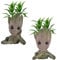 Udream Groot – Lot de 2 pots de fleurs avec trou pour stylo – Modèle mignon – Pot de fleurs pour plantes grasses (A5 méditation + attente)