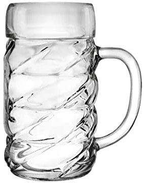 Hyper Mart Classic Glass Beer Mugs Various Pub Bar Style Tankards Stein Glasses - Set of 2 (Diamond Stein - Half Pint)